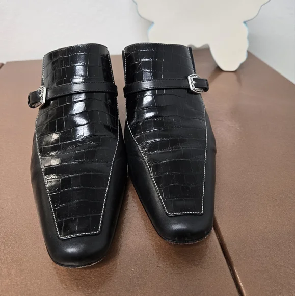 Brighton Black Crocodile Pattern slip on heels Size 9 - Picture 3 of 10